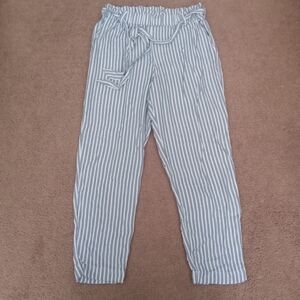 Hollister Striped Straight Leg Casual Pants in Blue and White  Draw String Sz S